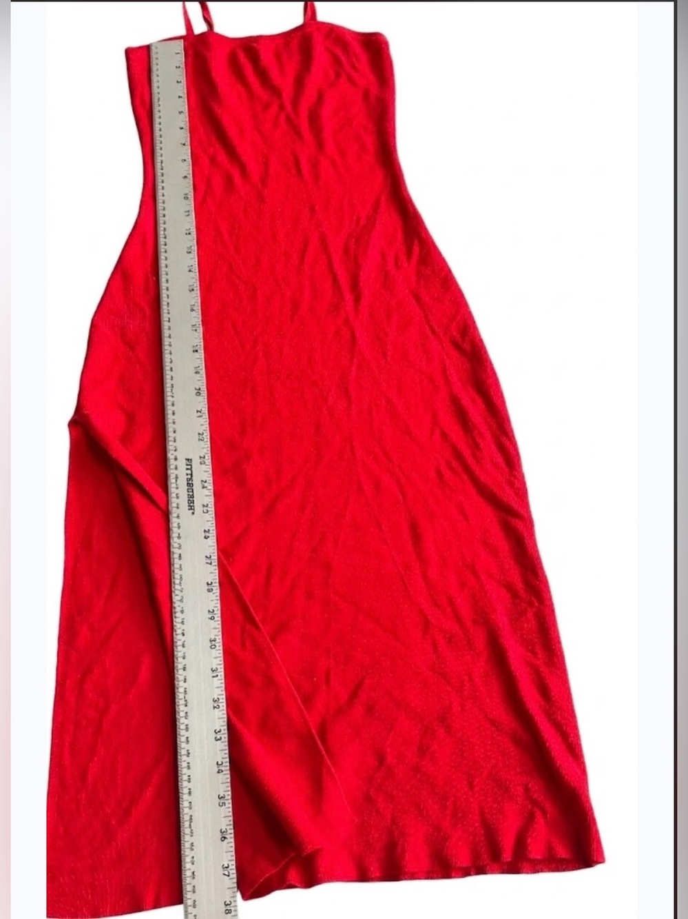 12th Tribe Red Spaghetti-Strap Midi Dress size M - Picture 3 of 7